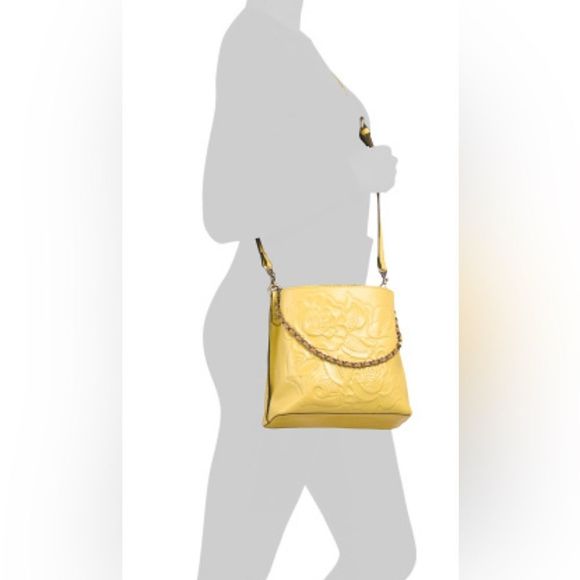 Patricia Nash Yellow Leather Ledra Bucket Purse Bag with Crossbody Strap - Picture 4 of 9